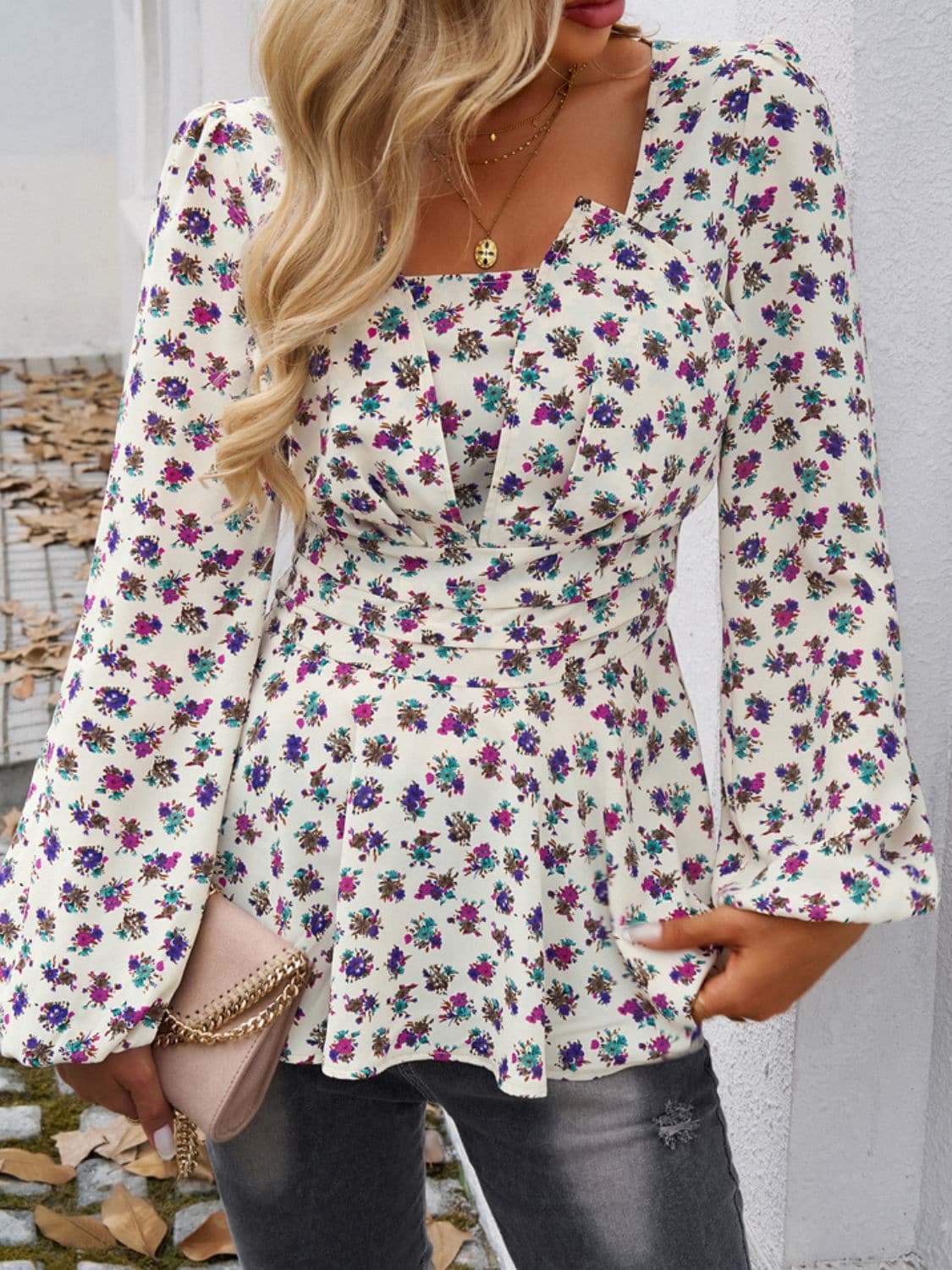 Chic long sleeve peplum blouse