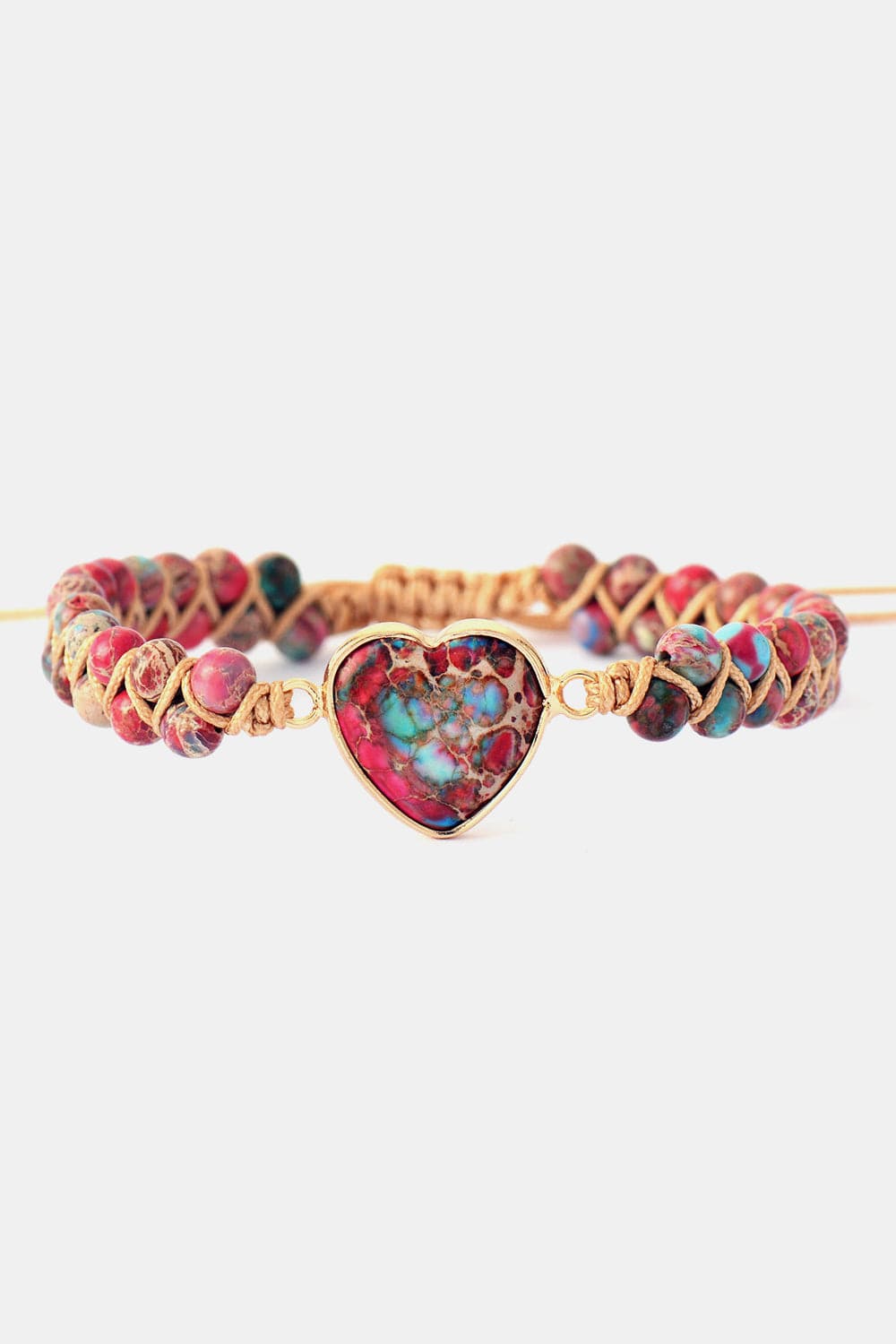 Handmade Heart Shape Natural Stone Bracelet.