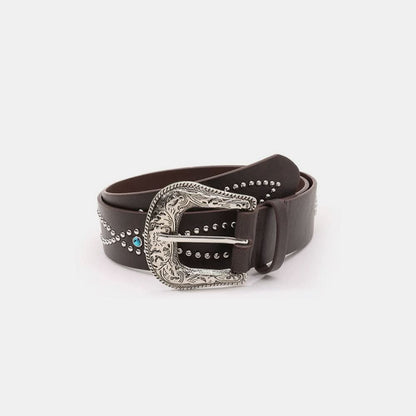 Sparkling rhinestone embellished PU leather belt