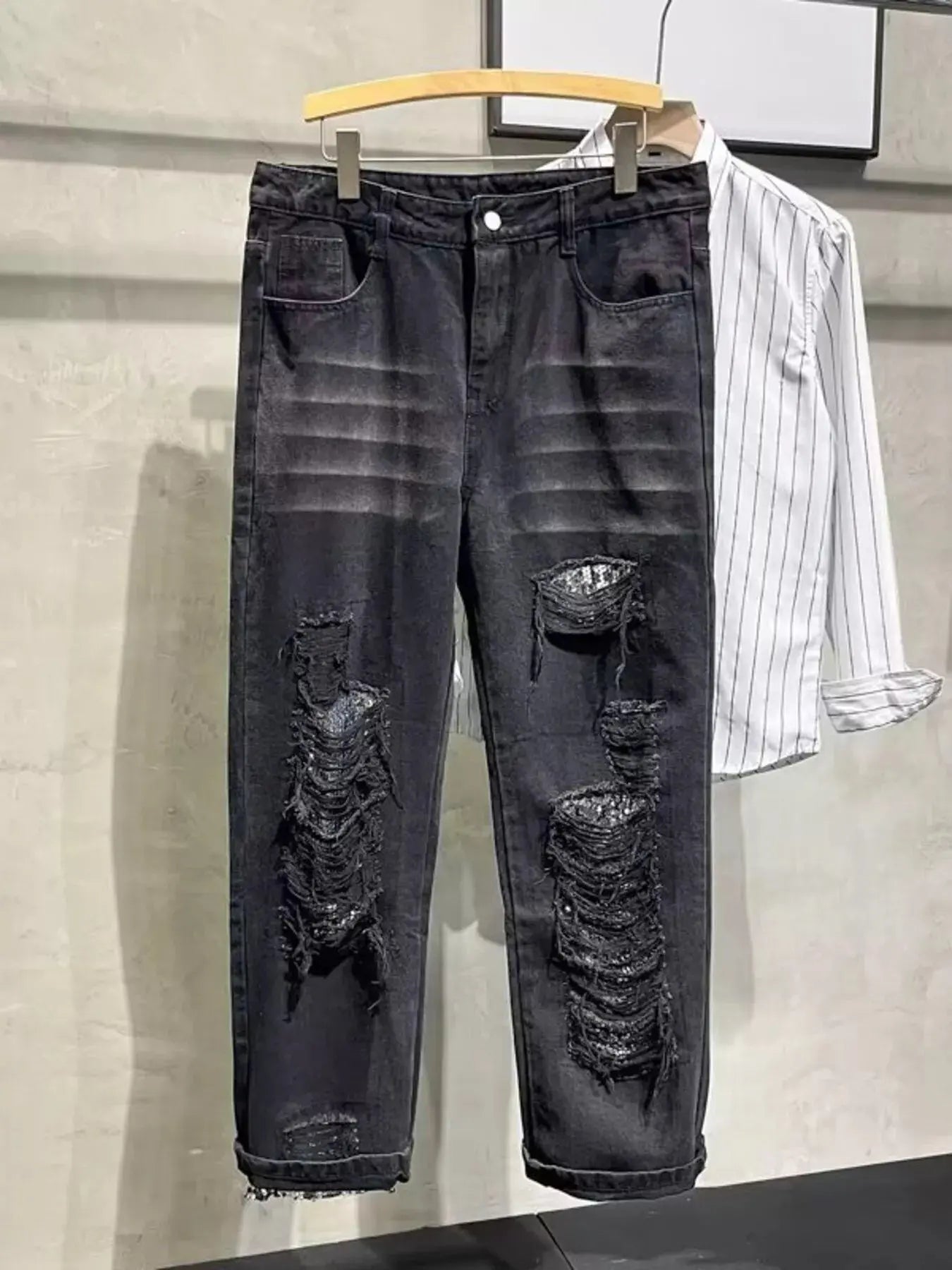 Men's Plus Size Distressed Slim Fit Jeans Simply Love