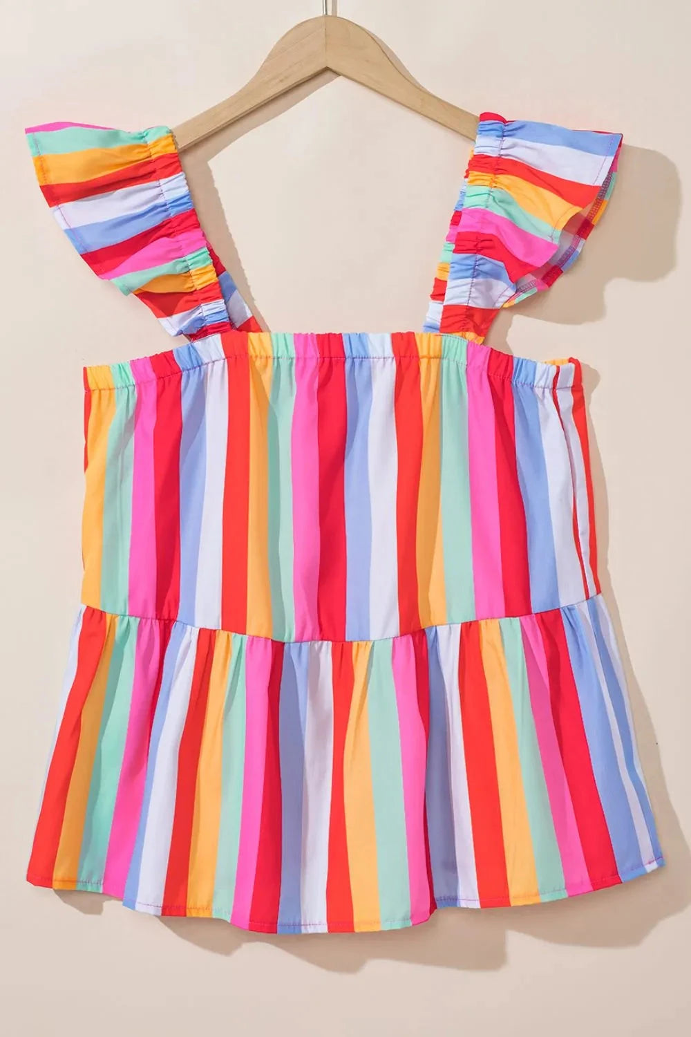 Stripe Ruffled Straps Babydoll Cami Simply Love