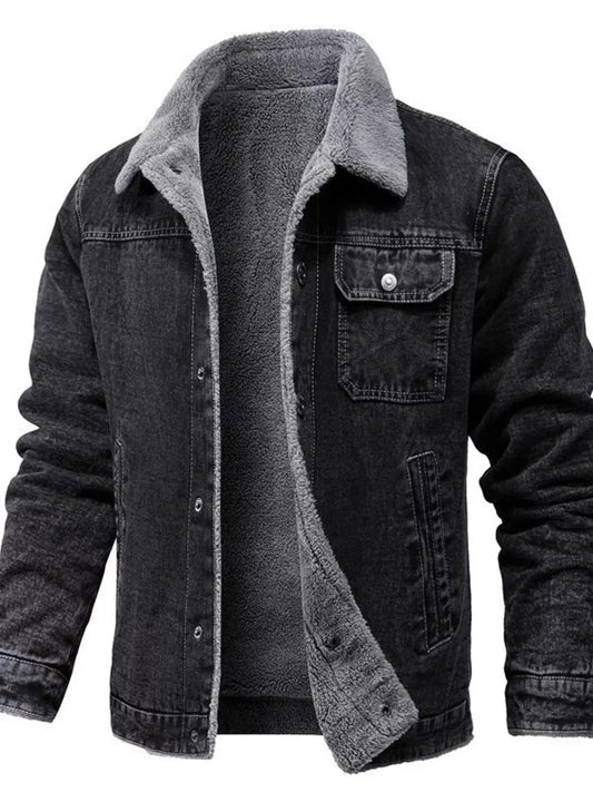 Men's Plus Size Button Up Sherpa Lined Denim Jacket Simply Love