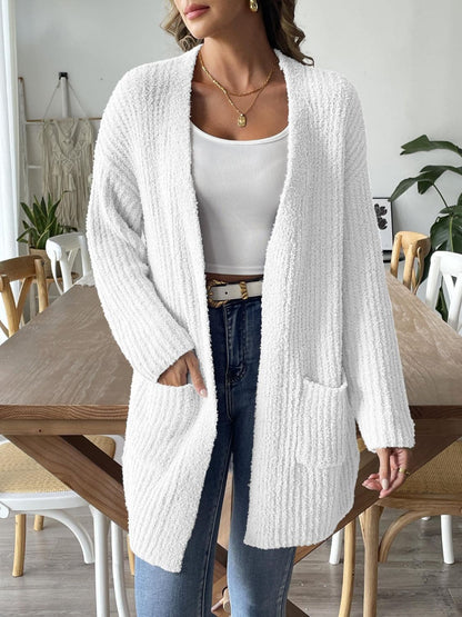 Cozy long sleeve cardigan with pockets