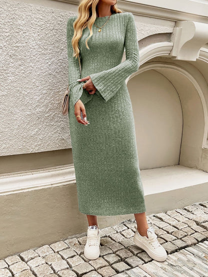 Chic sheer long sleeve midi dress