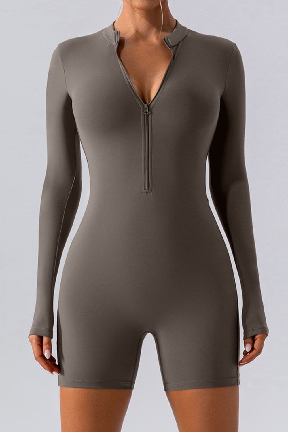 Half Zip Long Sleeve Active Romper.