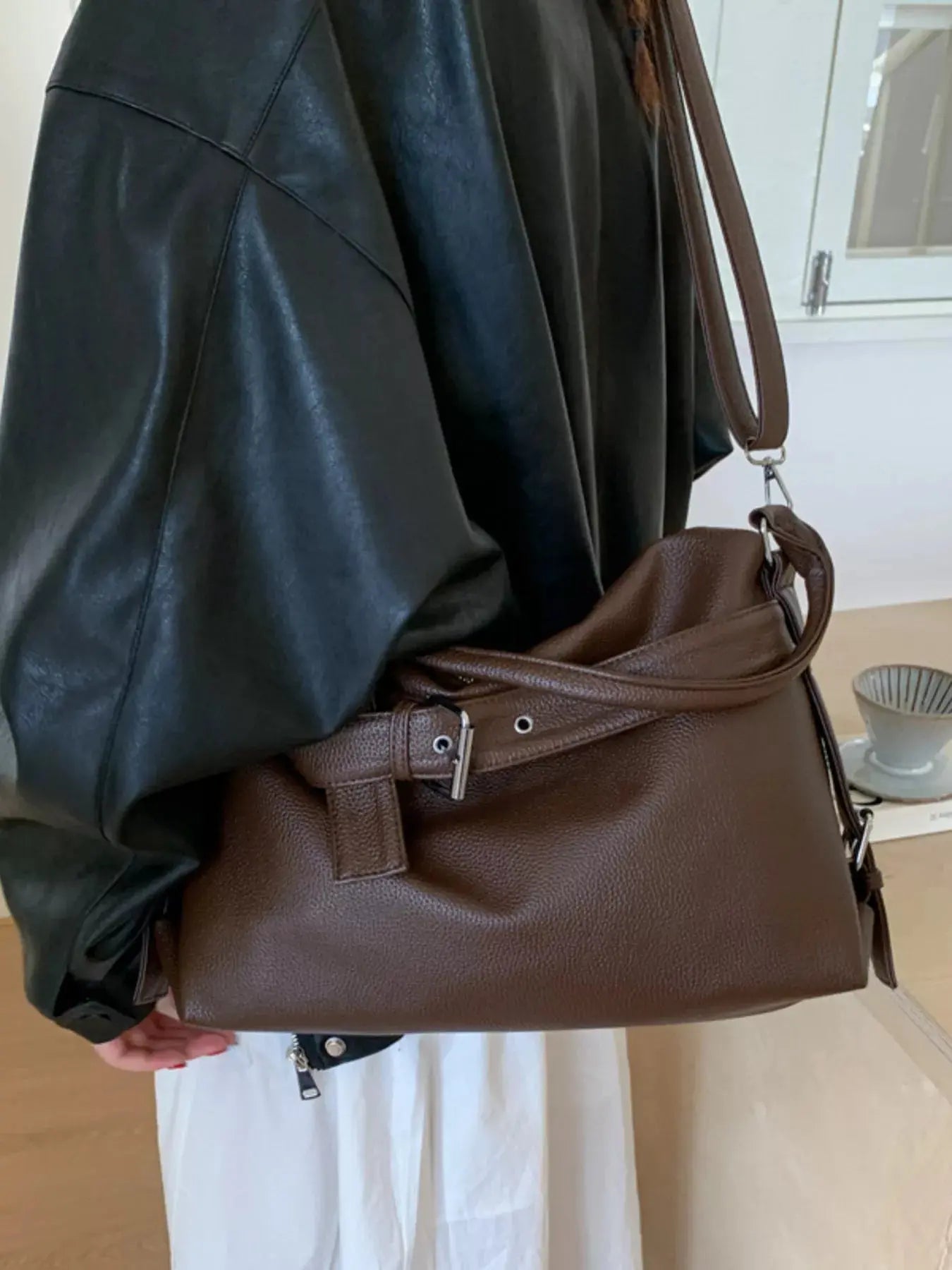 Decor Buckle Leather Shoulder Bag Simply Love