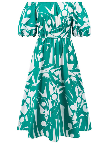 Printed Off-Shoulder Balloon Sleeve DressStep into Style with our Printed Off-Shoulder Balloon Sleeve Dress
 
 
Chic and Trendy: Elevate your wardrobe with this stylish off-shoulder dress featuring balloon Love Salve -Shoulder Balloon Sleeve DressColor