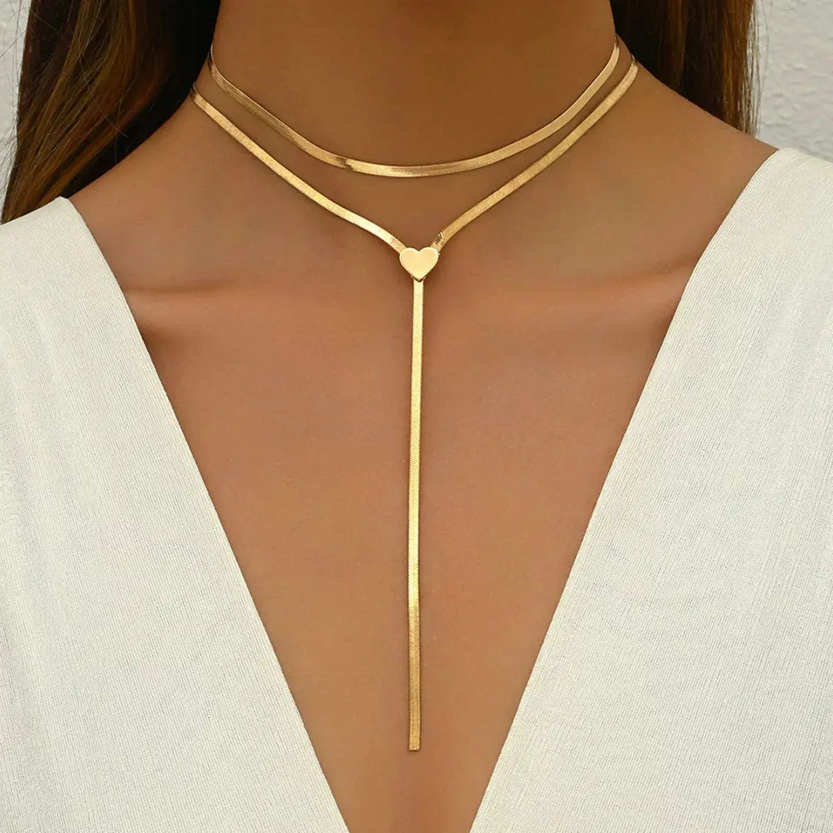 2 Piece 18K Gold-Plated Heart Necklace Simply Love