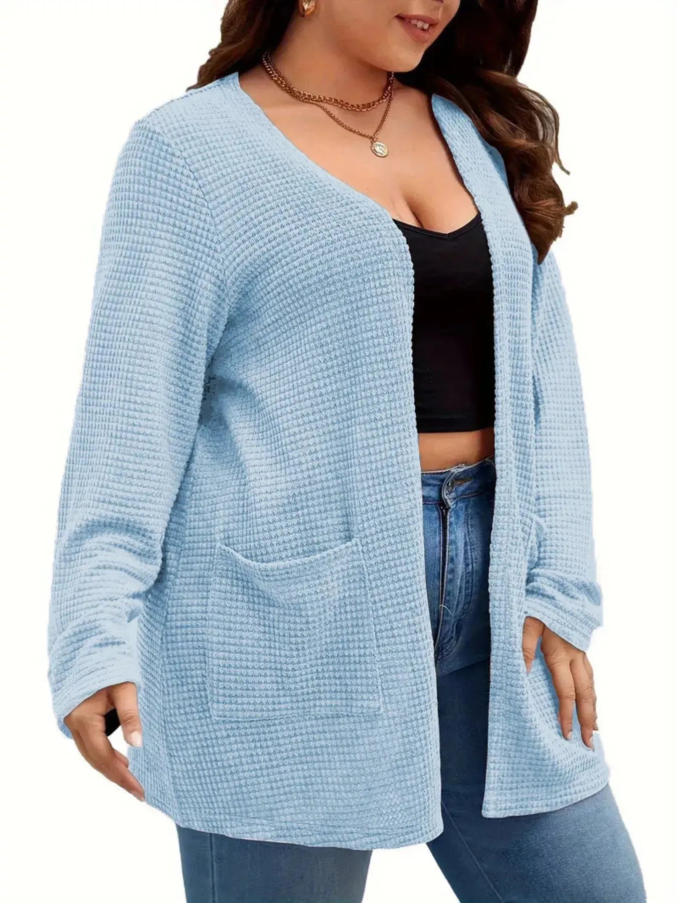 Plus Size Open Front Long Sleeve Knit Cardigan Simply Love