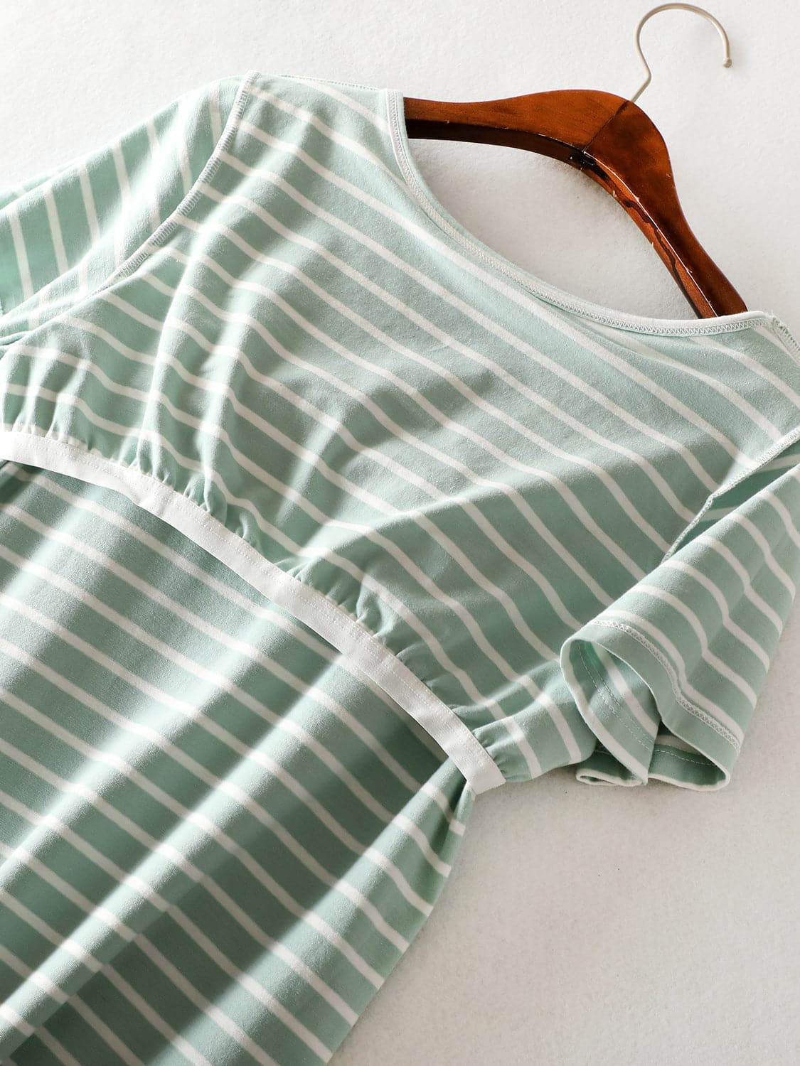 Striped Round Neck Short Sleeve Dress.