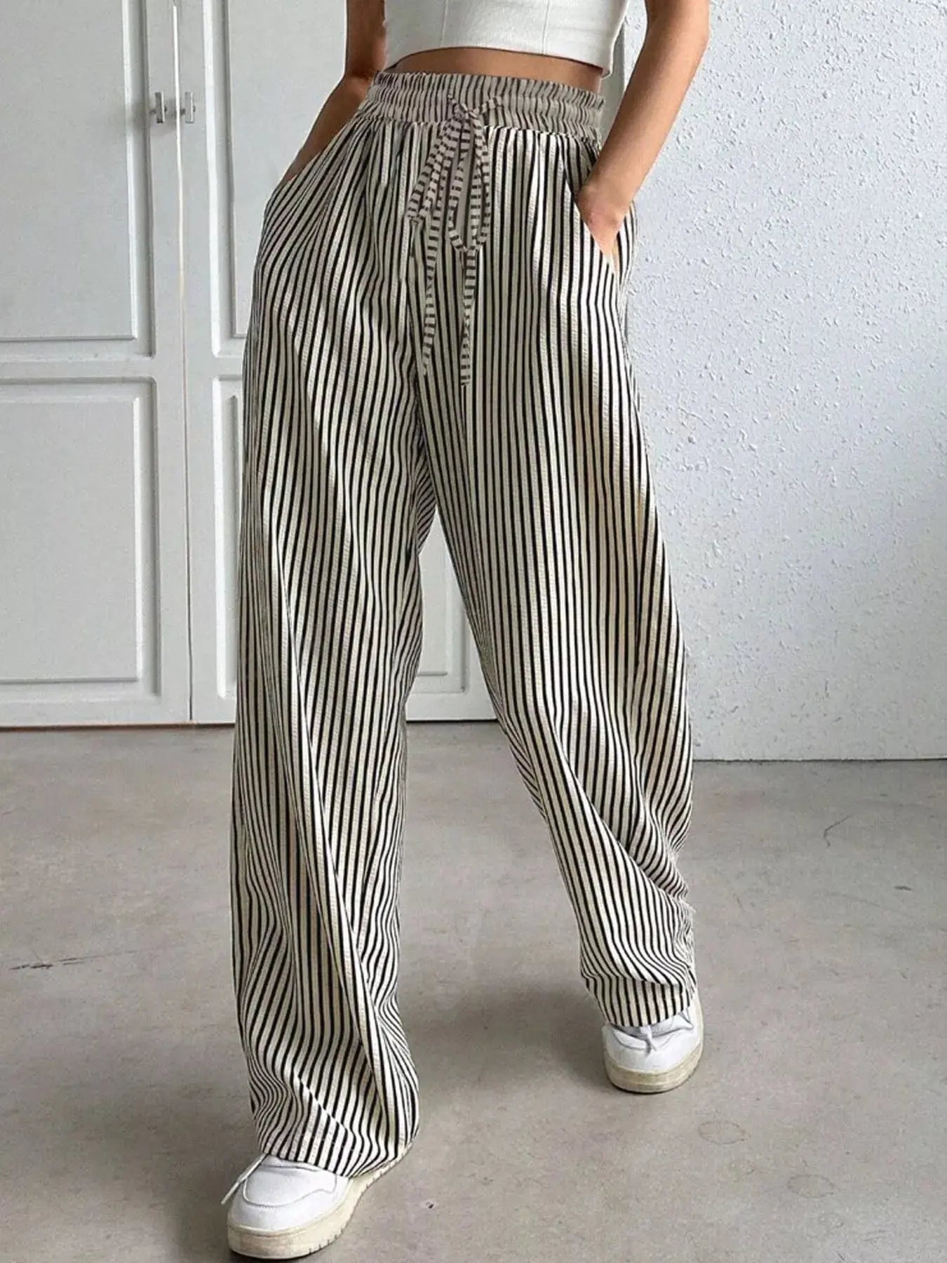Striped High-Waisted Wide Leg Pants Simply Love