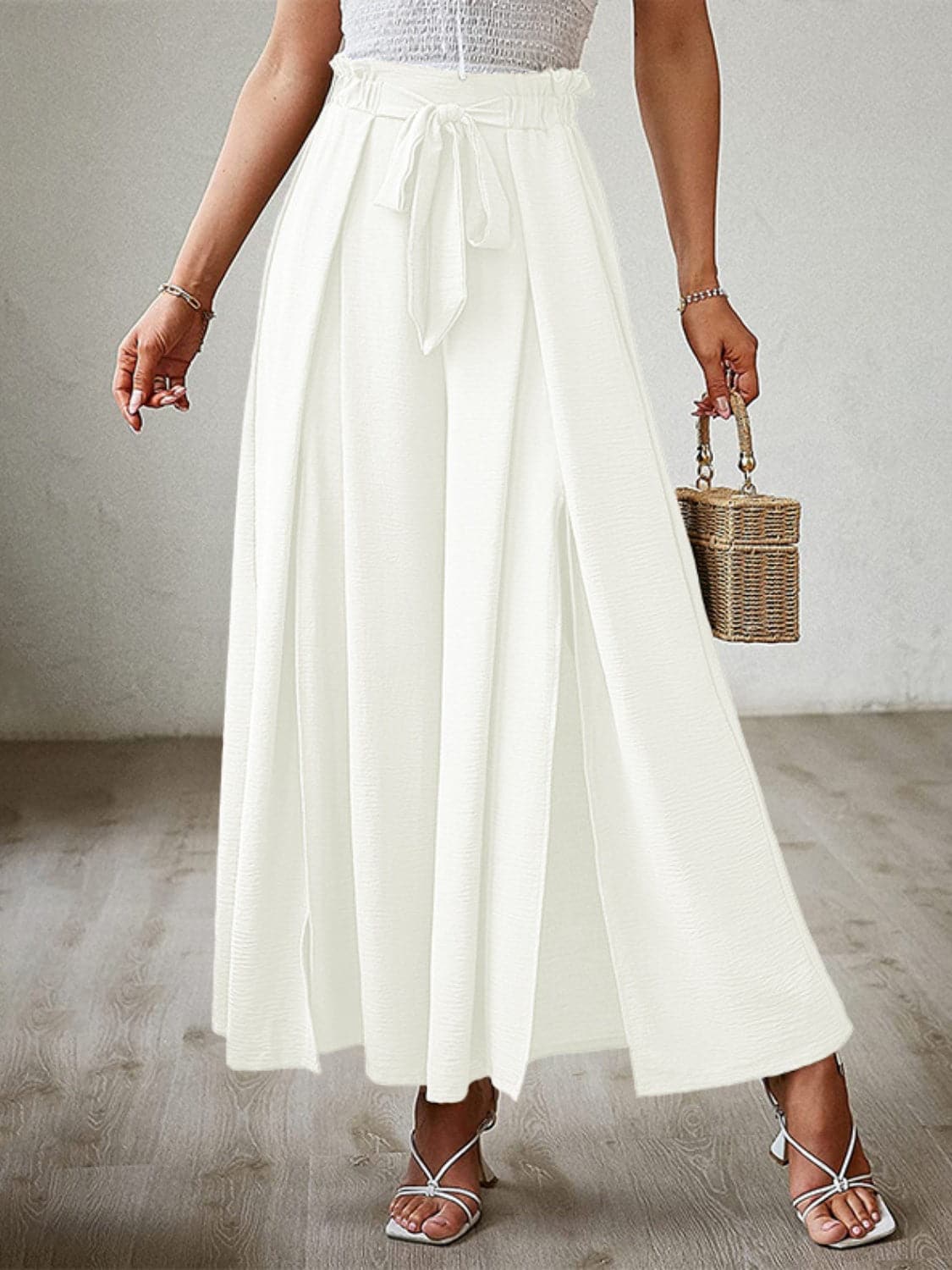 Chic tie-front wide-leg pants