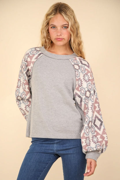 Very J printed knit top - long sleeve