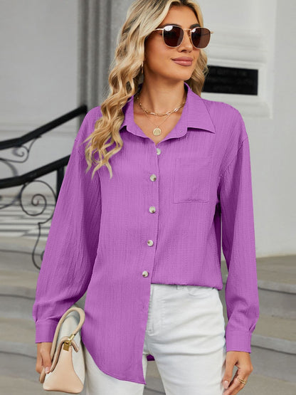 Collared Neck Long Sleeve Shirt.