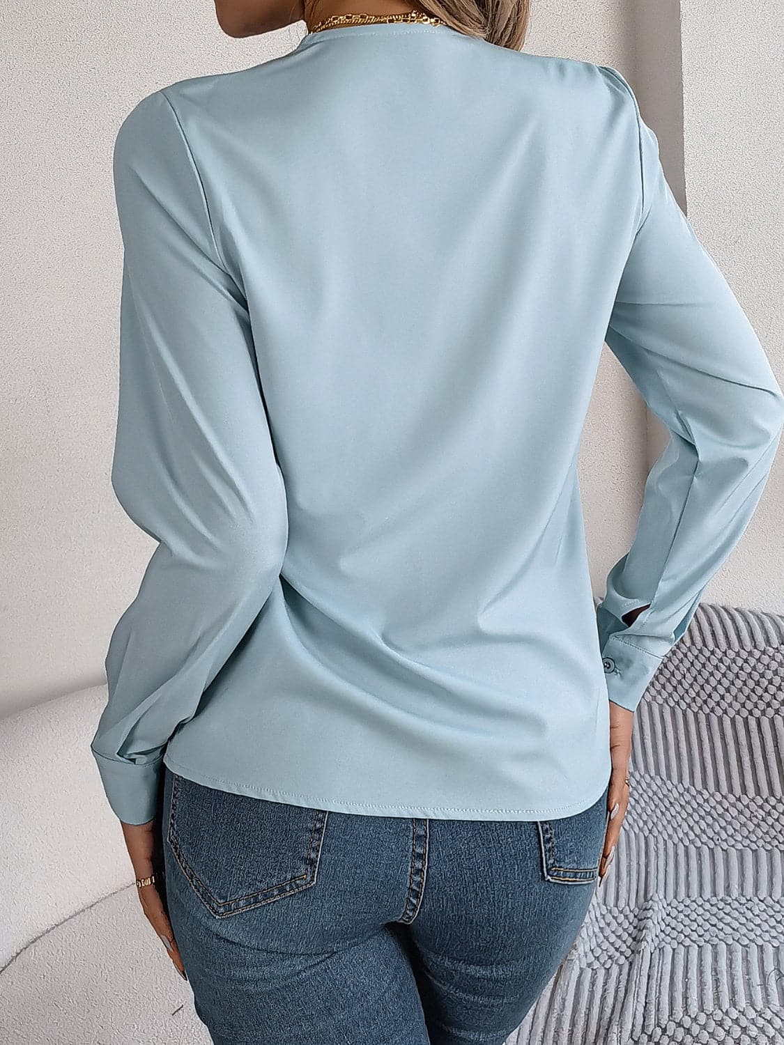 V-Neck Long Sleeve Blouse.