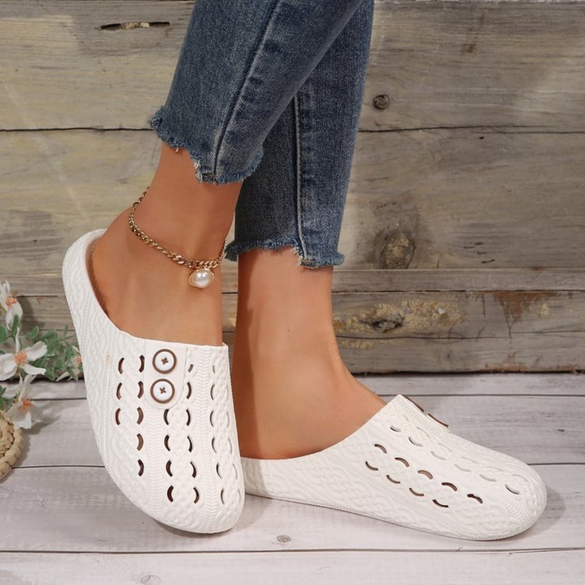 Stylish Round Toe PVC Flat Slides for Effortless Comfort