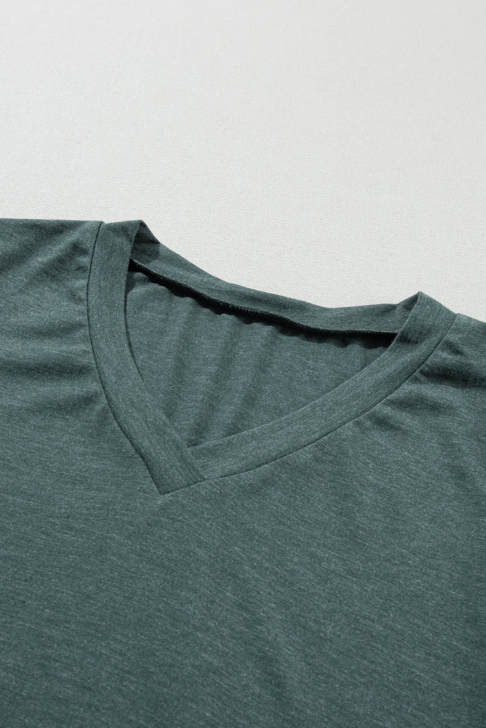 Chic mist green petal sleeve v neck tee for effortless style