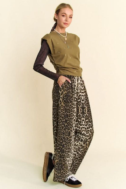 Leopard Print Wide Leg Trousers by Davi & Dani