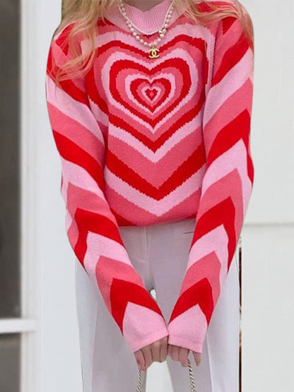 Heart Mock Neck Long Sleeve Sweater.