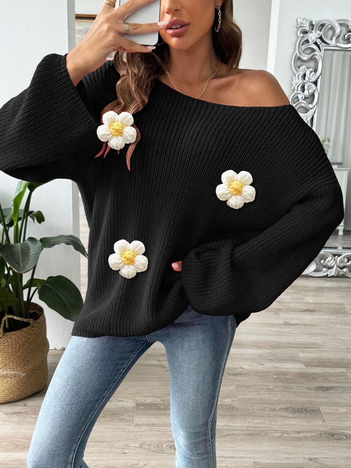 Floral long sleeve pullover for women