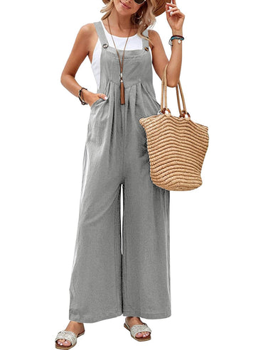 Full Size Square Neck Wide Strap Overalls.