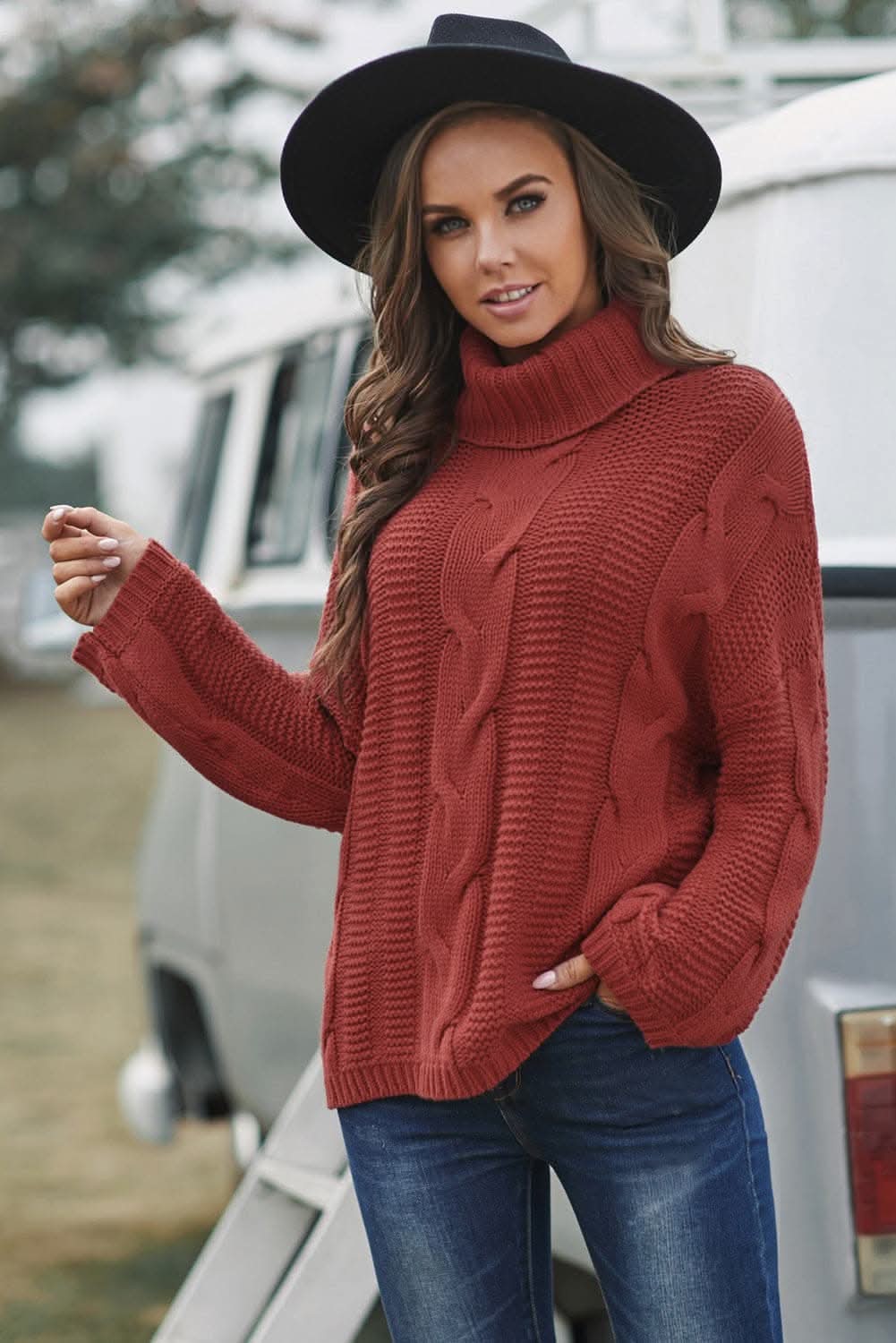 Cozy cable-knit turtleneck sweater - Love Salve 