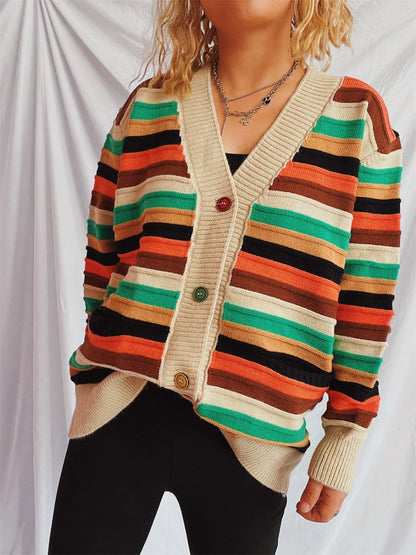 Chic striped button-up cardigan