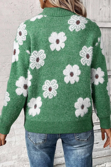 Flower Half Zip Long Sleeve SweaterFeatures: Basic style
Stretch: Slightly stretchy
Material composition: 42% acrylic, 30% polyester, 28% polyamide
Care instructions: Machine wash cold. Tumble dry lowLove Salve Flower Half Zip Long Sleeve Sweaterknit tops