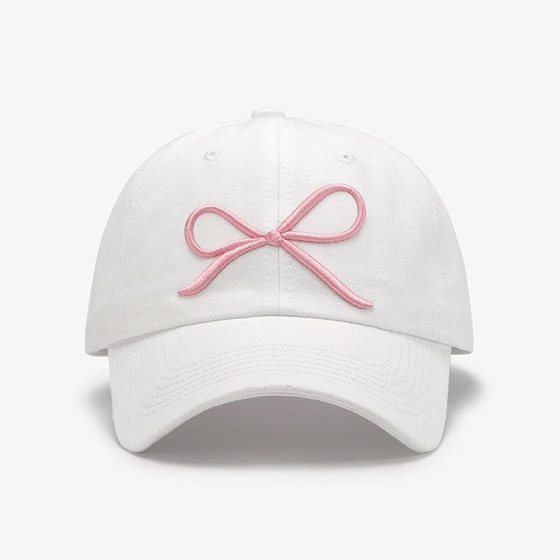 Bow Embroidered Cotton Baseball Cap.