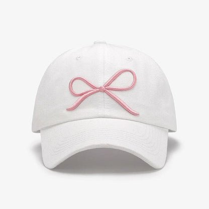 Bow Embroidered Cotton Baseball Cap.