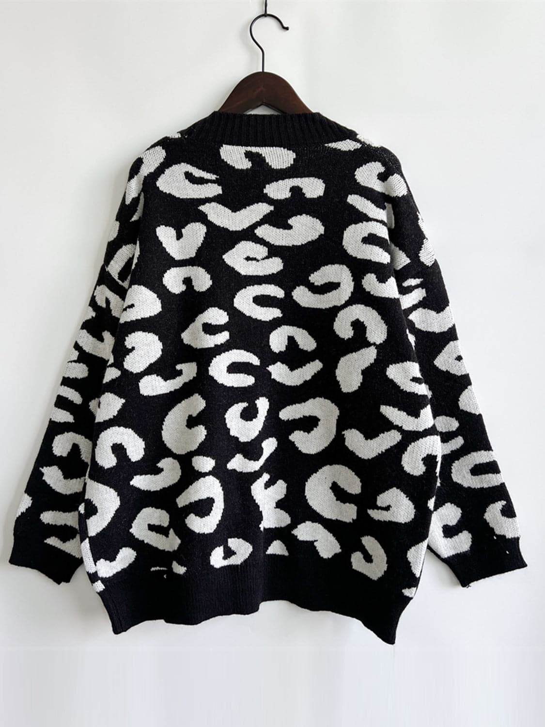 Leopard Button Front Cardigan with Pockets.