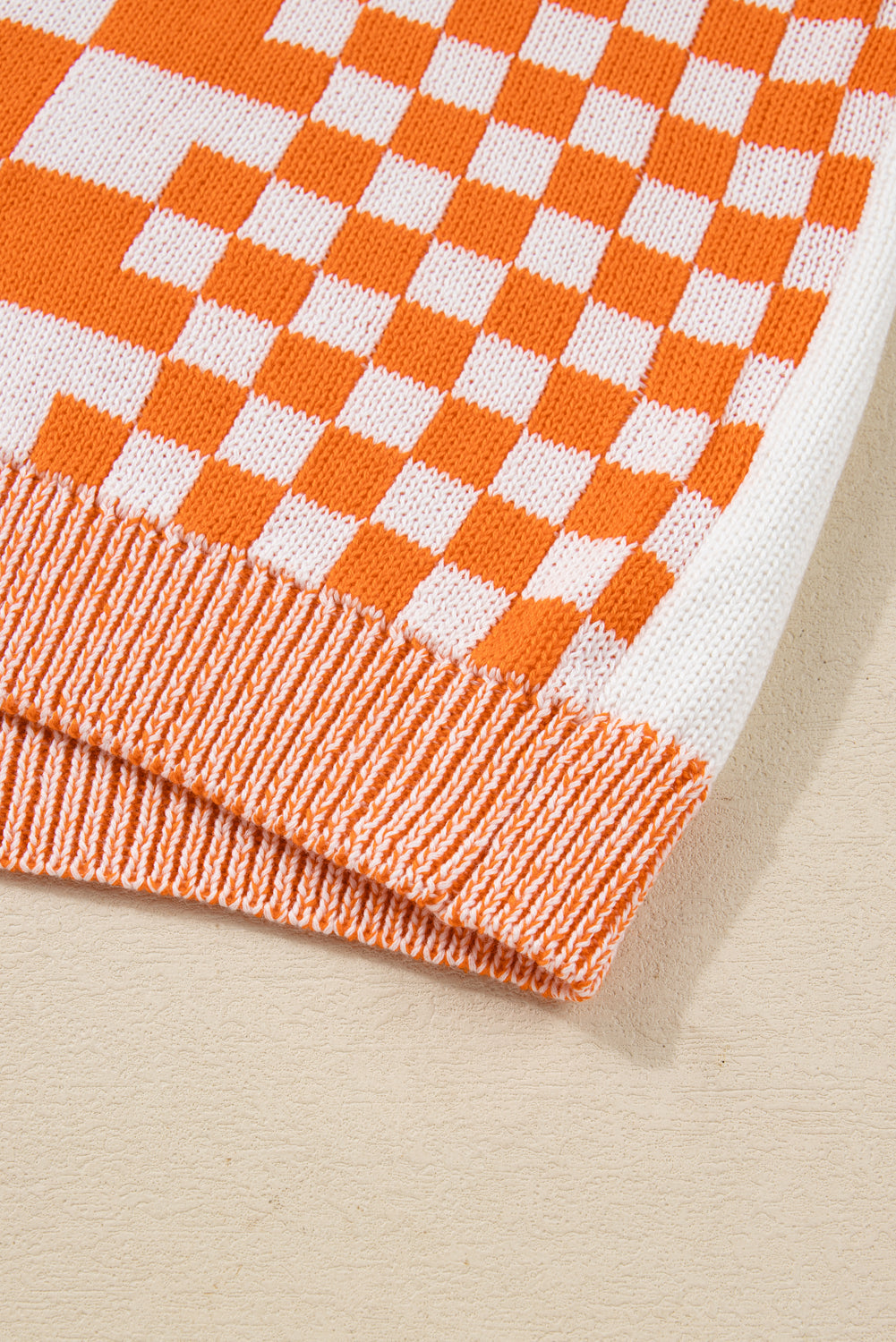 Orange Checkered Bubble Sleeve Drop Shoulder Open Cardigan Dear-Lover Dropshipping