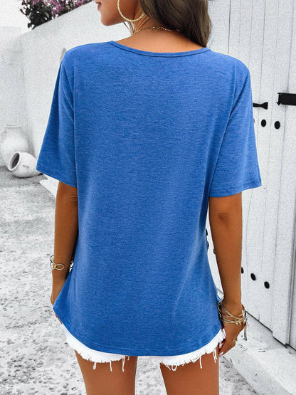 Half Zip Half Sleeve T-Shirt.