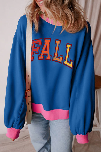 Chic letter print contrast long sleeve sweatshirt