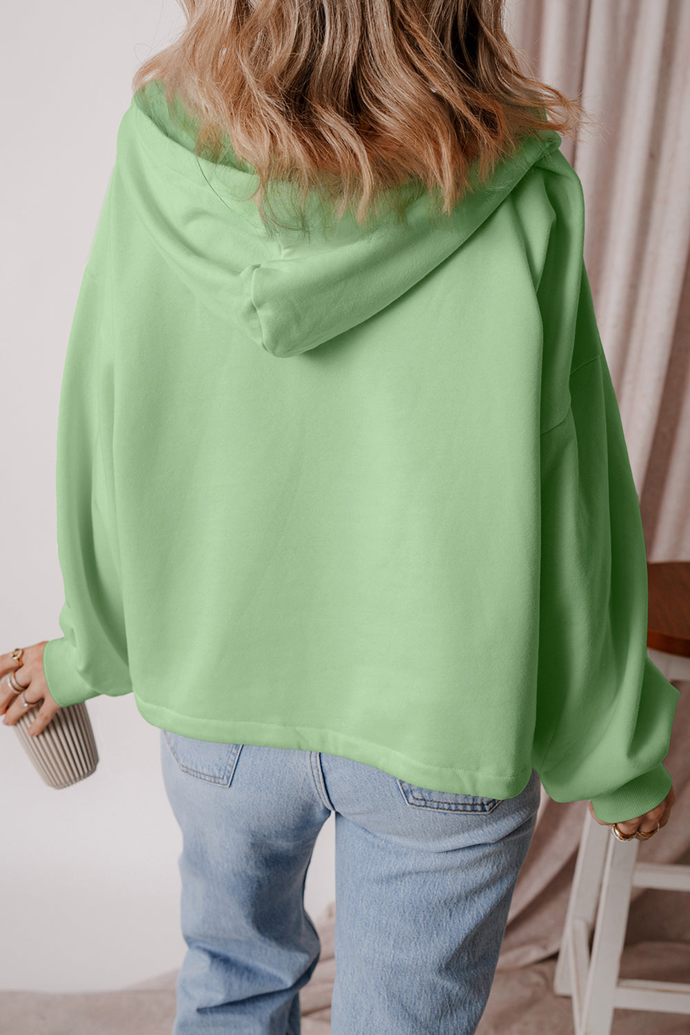 Kate Fleece Lined Half Zipper Hoodie with Kangaroo Pockets - Love Salve 