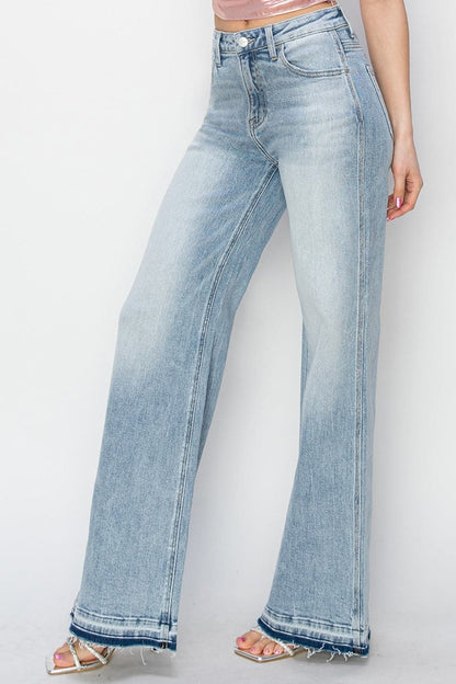 Risen Full Size High Rise Wide Leg Jeans.