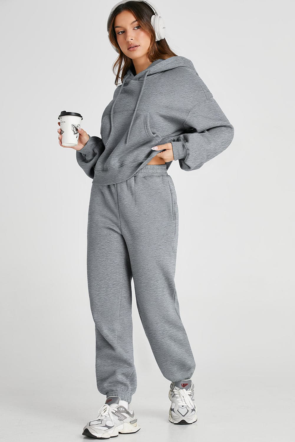 Casual chic hooded top and joggers set