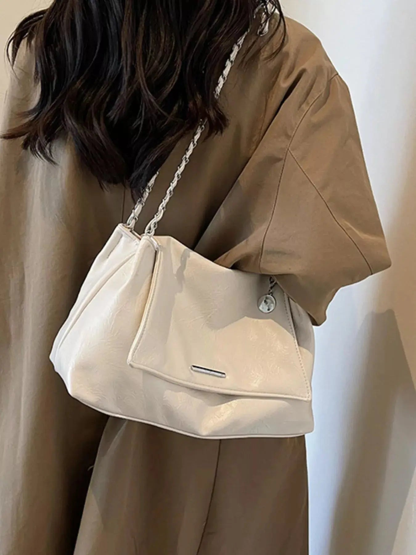 Chain Accent Flap Shoulder Bag Simply Love