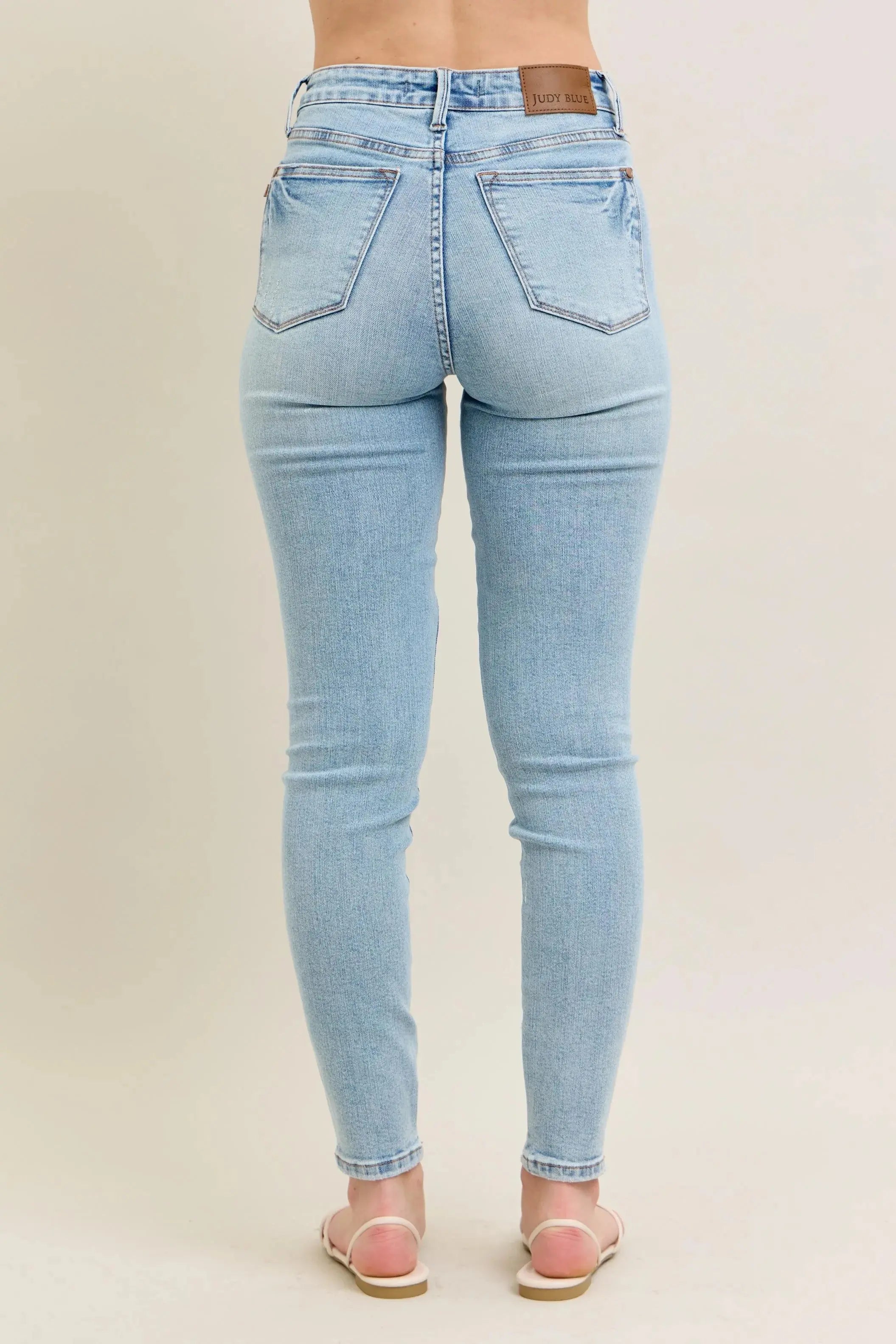 Women's Jeans - Tummy Control - Skinny Fit Vintage Wash by Trendsi - Full View