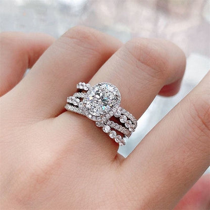 3 Carat Moissanite 925 Sterling Silver Layered Ring.