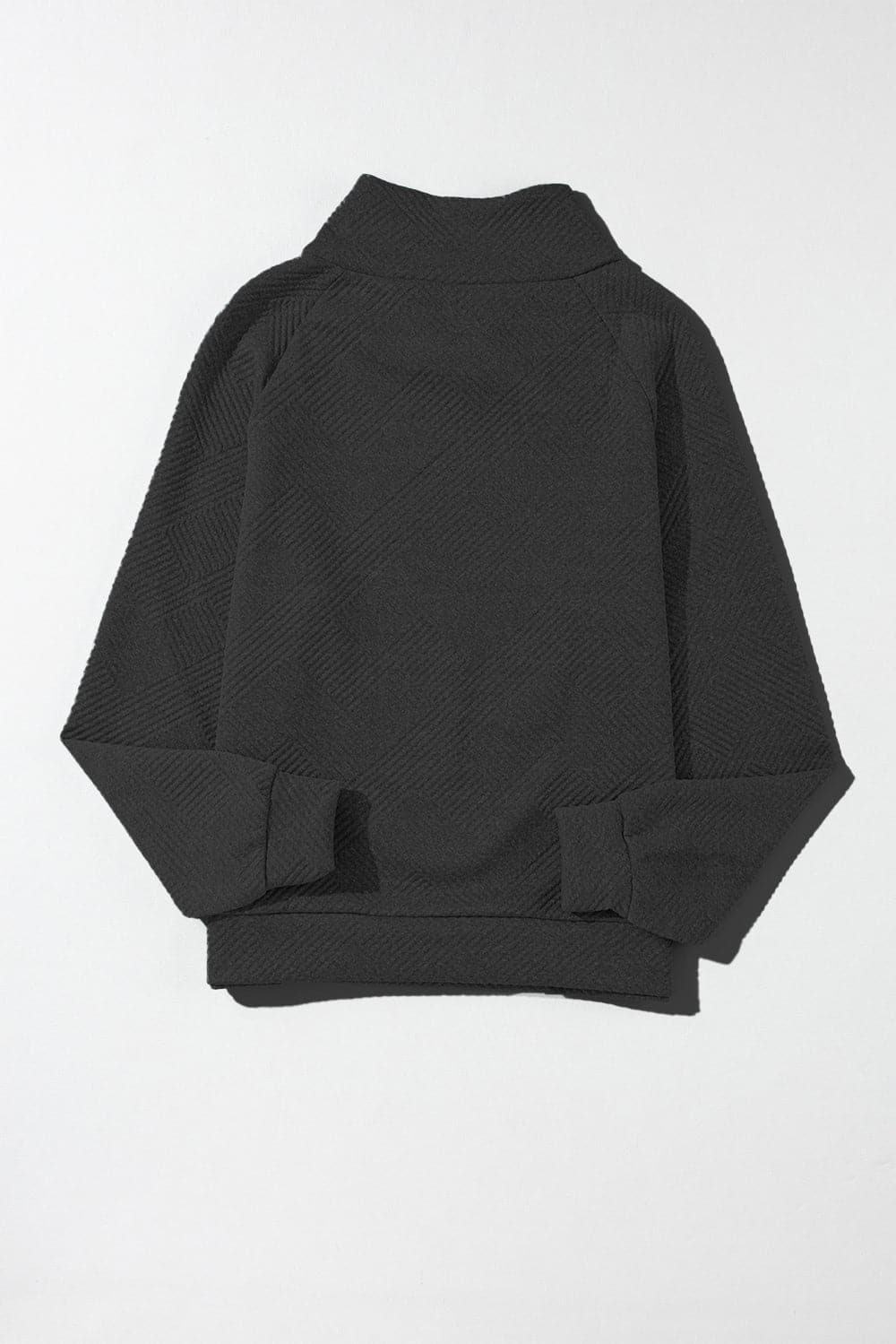 Textured Turtleneck Long Sleeve Sweatshirt.