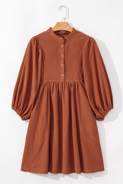 Chic gold corduroy dress with buttons