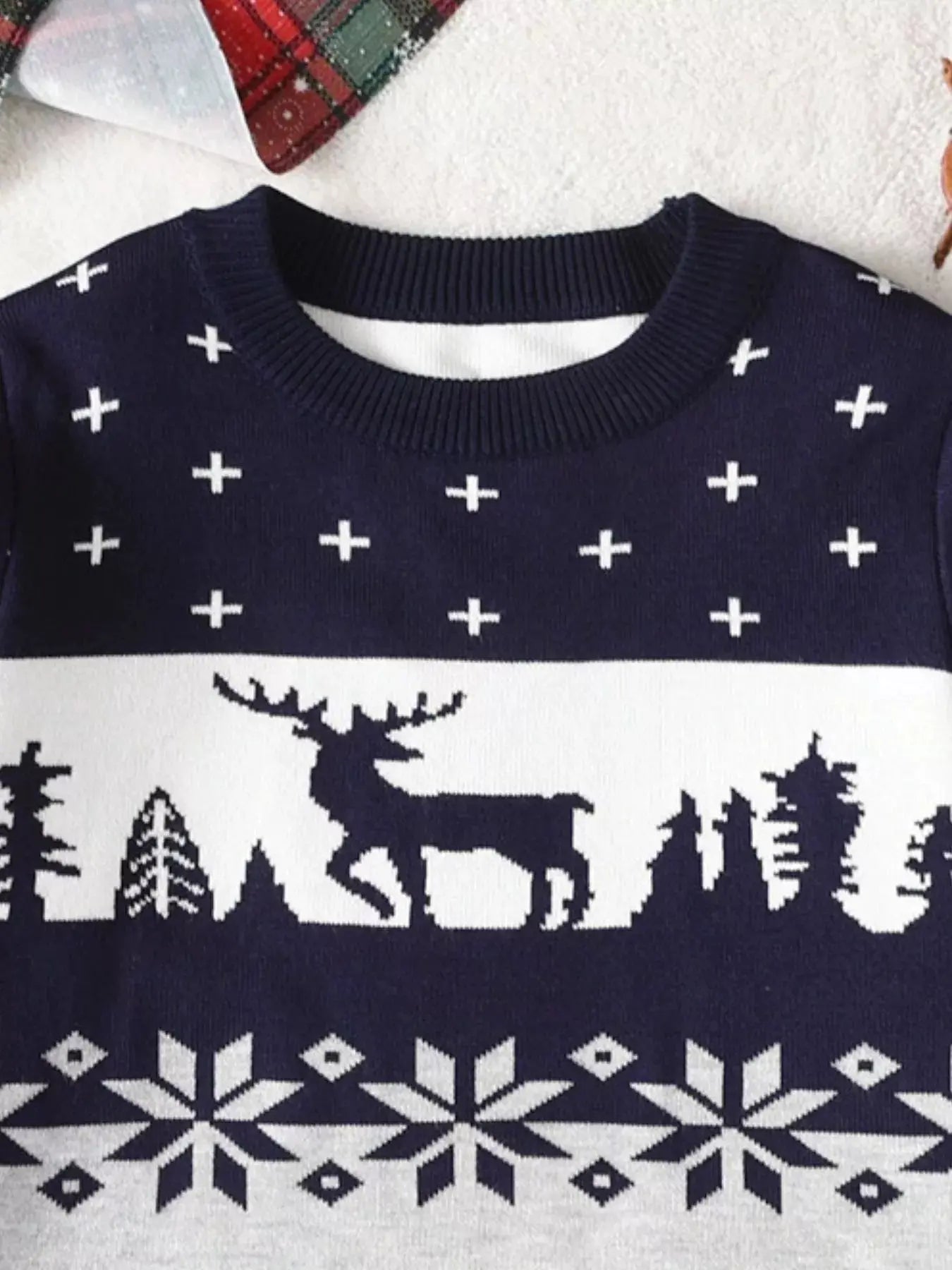 Children's Christmas Reindeer Pattern Knit Sweater Simply Love