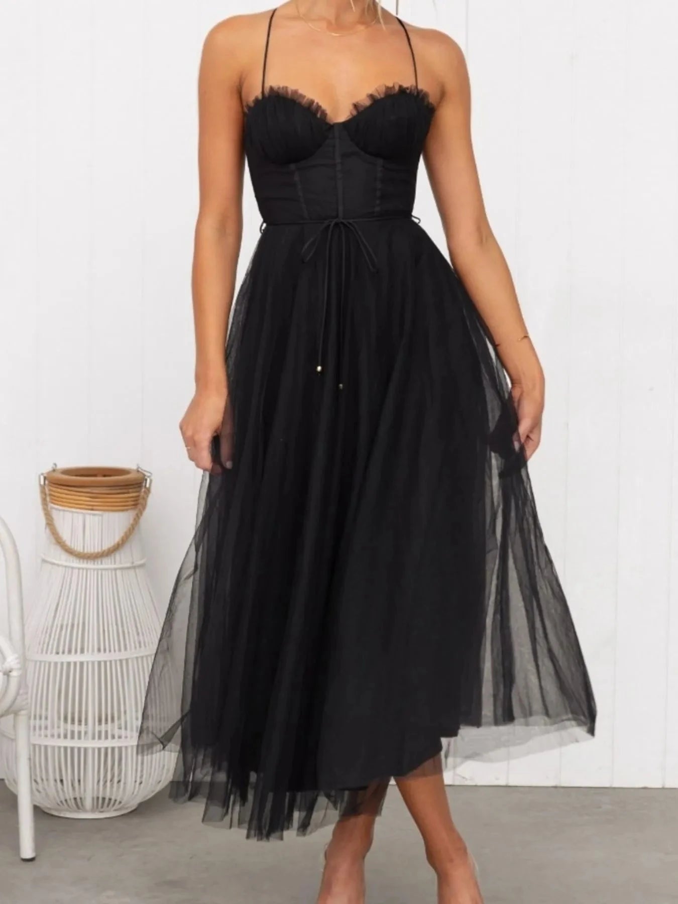 Sweetheart Neck Tulle Midi Dress Coco’s Tee Boutique
