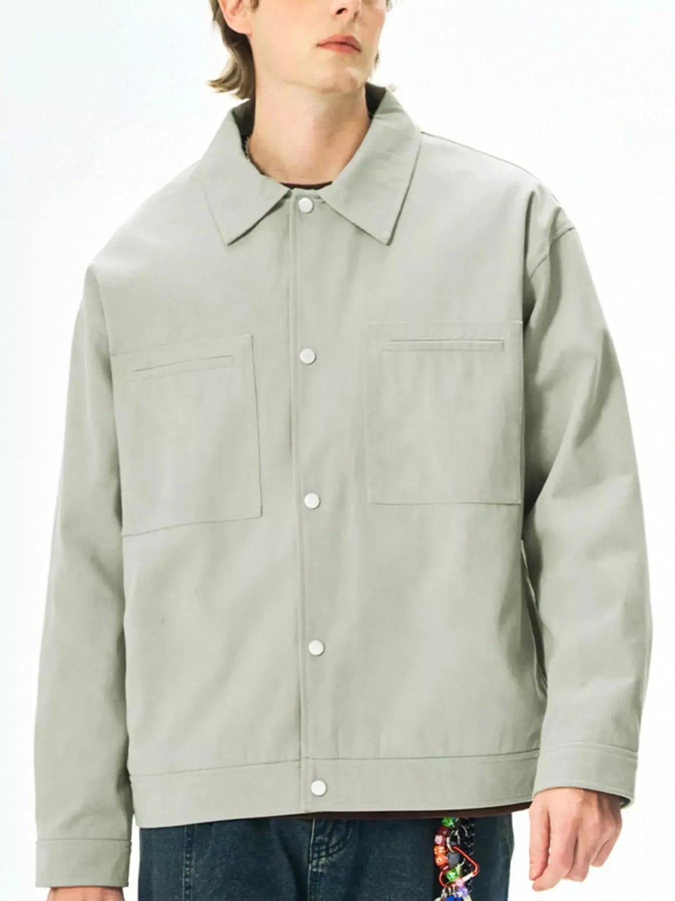 Mens Plus Size Casual Snap Down Cotton Jacket With Chest Pockets Simply Love