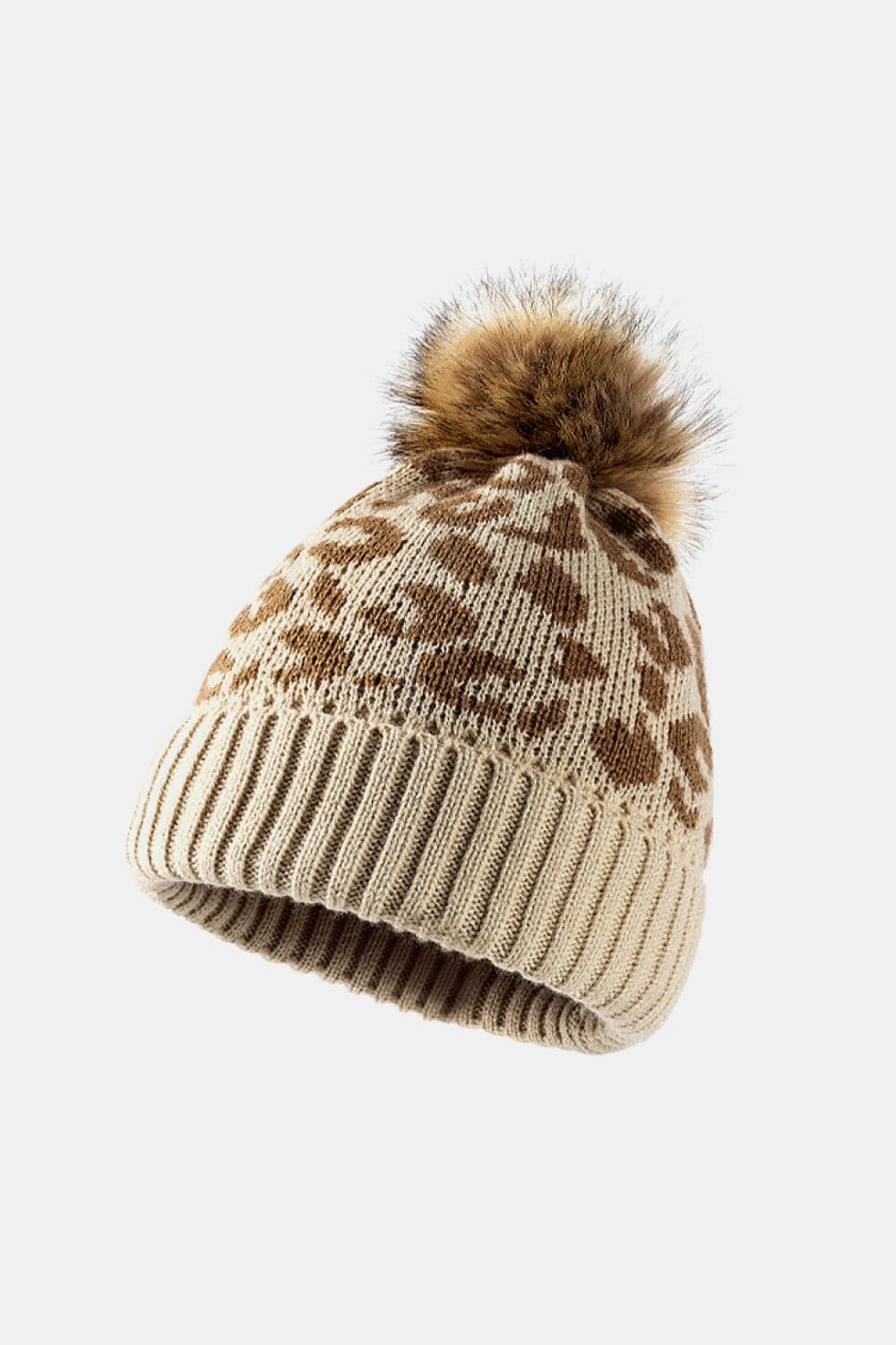 Leopard Pom-Pom Cuffed Beanie.