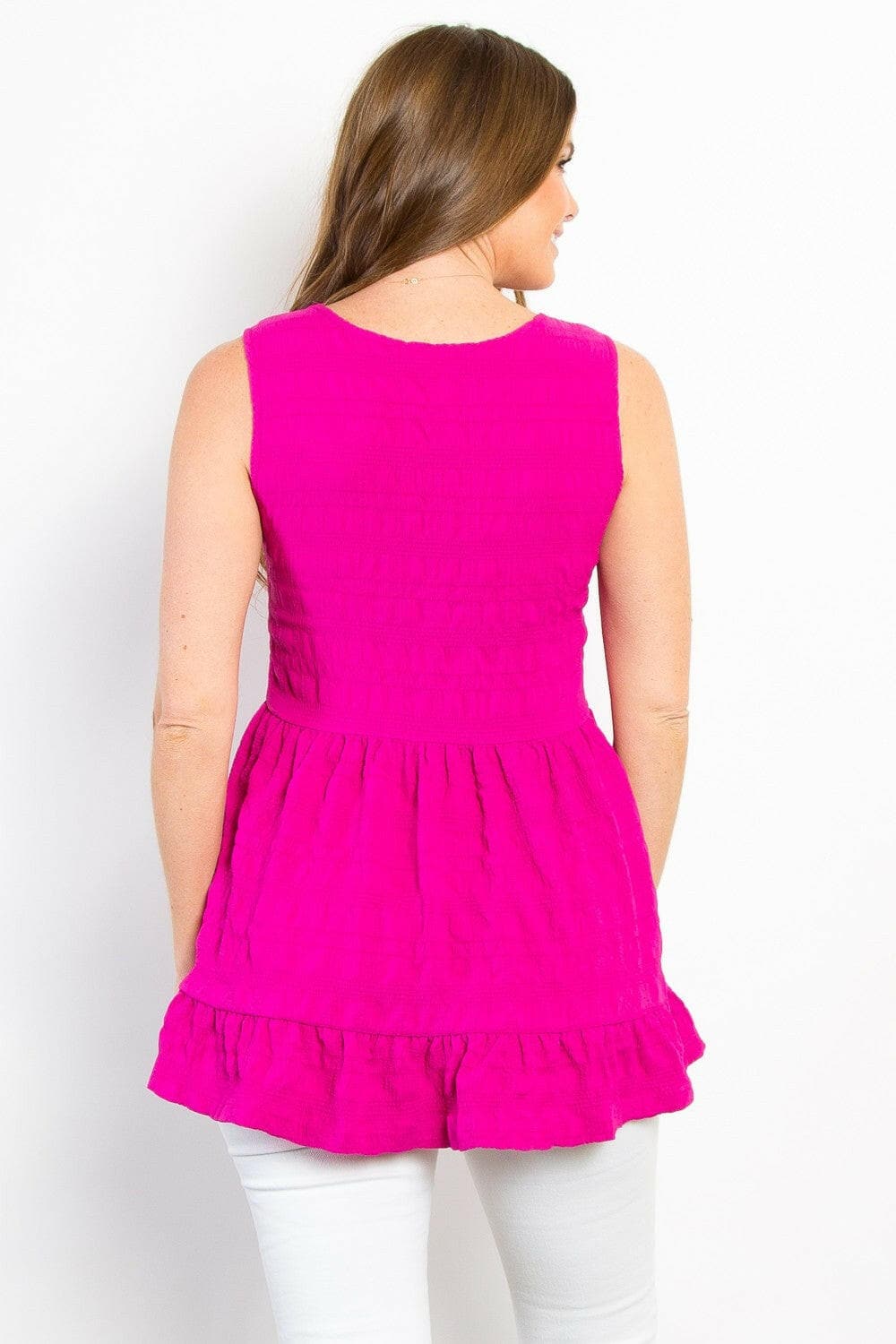 Be Stage Ruffled Sleeveless Babydoll TopBe Stage Ruffled Sleeveless Babydoll Top
 Introducing the Be Stage Ruffled Sleeveless Babydoll Top - a charming addition to your wardrobe that perfectly blends chic Love Salve Stage Ruffled Sleeveless Babydoll Topjust arrived