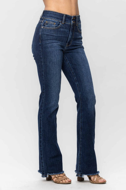 Frayed hem bootcut jeans by Judy Blue for a trendy twist