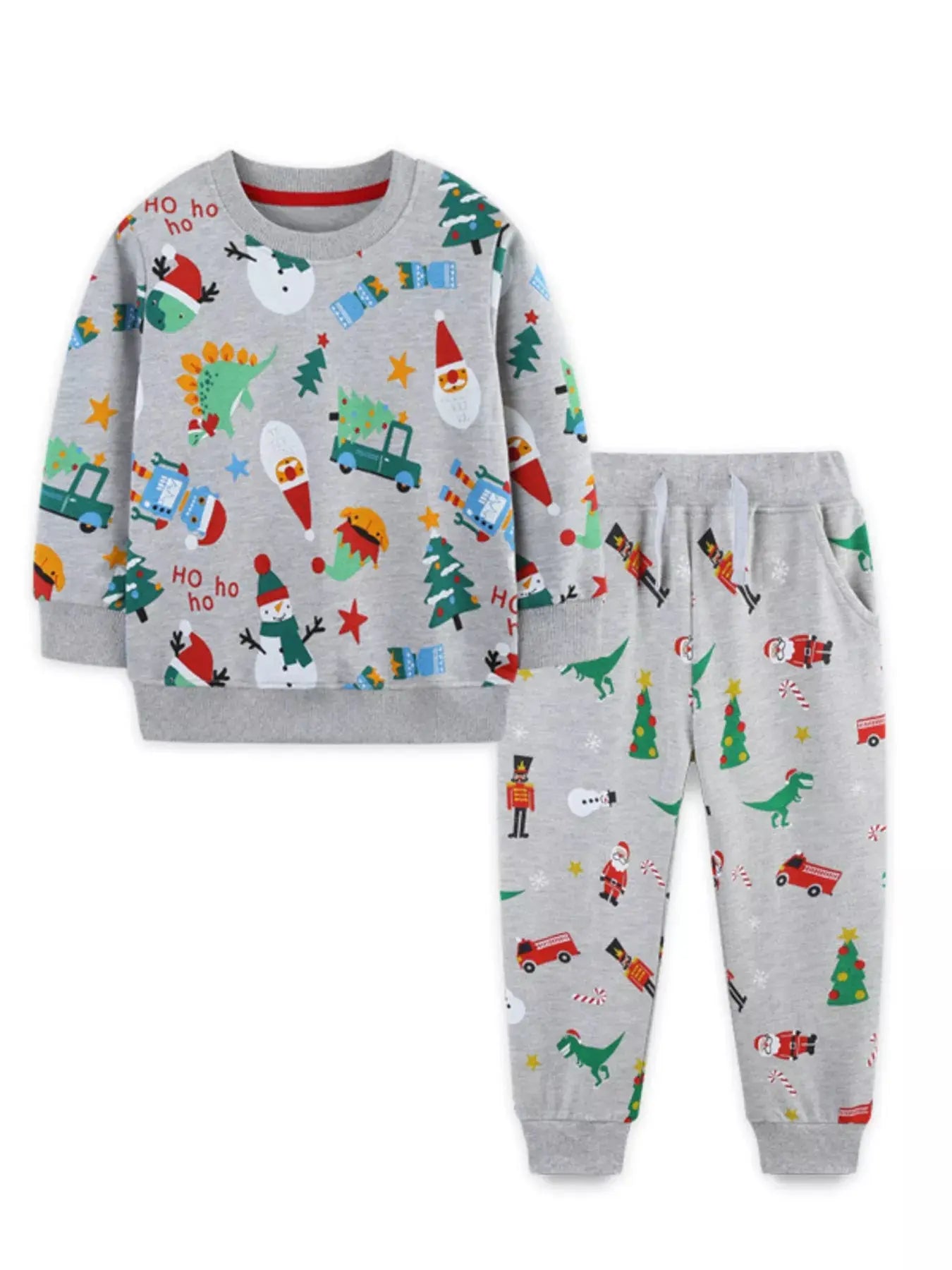 Children's Christmas Print Round Neck Top and Pants Set Simply Love
