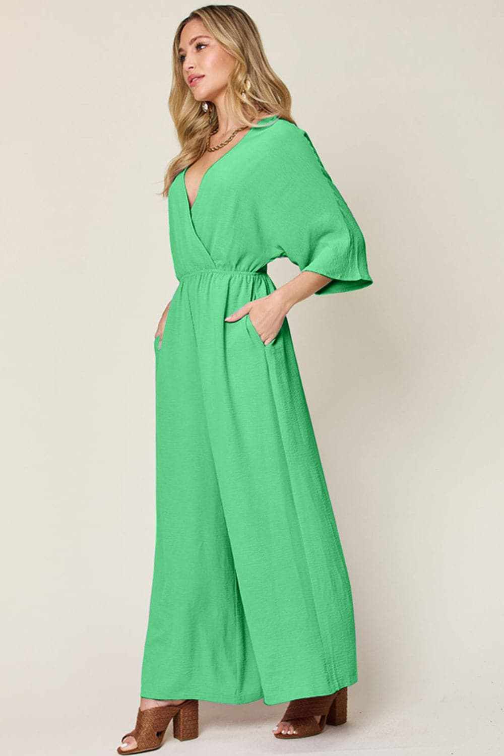 Chic surplice wide leg jumpsuit - Love Salve 